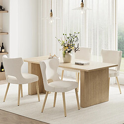 Smartue Lot de 2 Chaises Capitonnées Dossier Haut, Salle à Manger Cuisine Salon, Beige pas cher