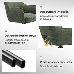 Acheter Smartue Lot 2 Chaises Pivotantes Premium Demi-Accoudoirs, Base Métal Haute Stabilité, Vert