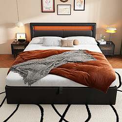 Avis OKWISH Simili Cuir Noir et LED Intégrées - PU - Sans Matelas