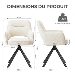 Smartue Lot 2 Chaises Pivotantes Premium Demi-Accoudoirs, Base Métal Haute Stabilité, Beige pas cher