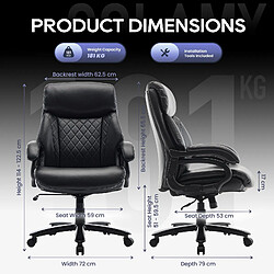 Avis Smartue Fauteuil directeur haut avec accoudoirs réglables, dossier structuré et assise extra-large en simili-cuir, Noir