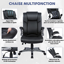Avis Smartue Chaise de bureau - Chaise de Bureau ergonomique en similicuir,Dossier Inclinable, Accoudoirs et Hauteur Réglables - Noir