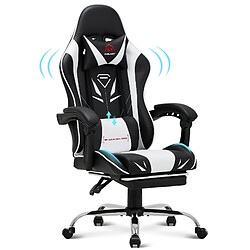 Smartue Chaise Gaming Ergonomique avec Repose-Pieds, Capacité de Charge Max 136 kg, Blanc