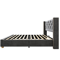 Acheter STILVORA Lit rembourré en velours gris 90×200 cm avec tête de lit capitonnée