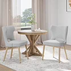 Smartue Chaise – Lot de 2 chaises capitonnées dossier haut style club – Pour salle à manger, cuisine, salon – Gris clair