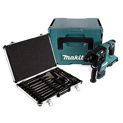 Makita DHR 280 ZJ Brushless Perforateur-burineur sans fil 28 mm 2 x 18 V pour SDS-PLUS + Coffret MakPac + Kit de 17 forets et burins - sans batteries, sans chargeur