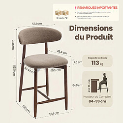 Smartue Lot de 2 Chaises de Bar Modernes, Assise Confortable en Tissu, Structure en Bois, Marron