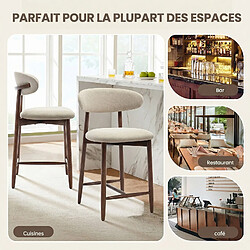 Smartue Lot de 2 Chaises de Bar Modernes, Assise Confortable en Tissu, Structure en Bois, Beige pas cher