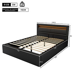 Acheter OKWISH Simili Cuir Noir et LED Intégrées - PU - Sans Matelas