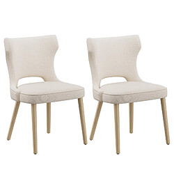 Smartue Chaise – Lot de 2 chaises capitonnées dossier haut style club – Pour salle à manger, cuisine, salon – Beige