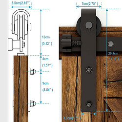 Avis 244cm Kit de Rail de Porte Coulissante pour Double Porte