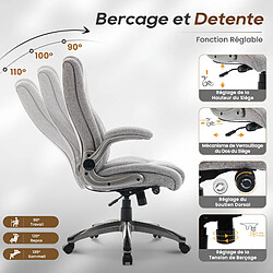 Smartue Chaise de Bureau Ergonomique Pivotante, Fauteuil de Direction, Capacité 150 kg, Gris