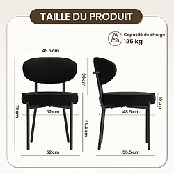 Smartue Chaises de salle à manger modernes – Lot de 2, pieds en métal robustes et assise ultra-confortable-Noir pas cher