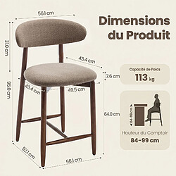 Smartue Lot de 2 Chaises de Bar Modernes, Assise Confortable en Tissu, Structure en Bois, Marron pas cher