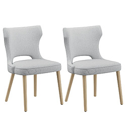 Smartue Chaise – Lot de 2 chaises capitonnées dossier haut style club – Pour salle à manger, cuisine, salon – Gris clair
