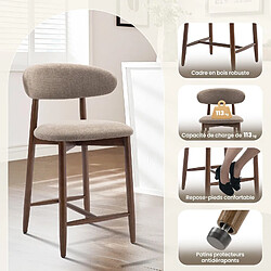 Avis Smartue Lot de 2 Chaises de Bar Modernes, Assise Confortable en Tissu, Structure en Bois, Marron