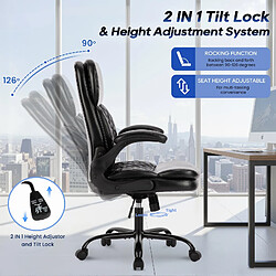 Avis Smartue Chaise de bureau - Chaise de Bureau Ergonomique en Cuir – Hauteur Réglable, Dossier Inclinable, Accoudoirs Confortables – Noir