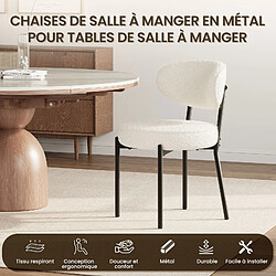 Smartue Chaises de salle à manger modernes – Lot de 2, pieds en métal robustes et assise ultra-confortable - Blanc pas cher