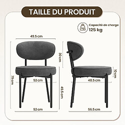 Smartue Chaises de salle à manger modernes – Lot de 2, pieds en métal robustes et assise ultra-confortable-Gris pas cher