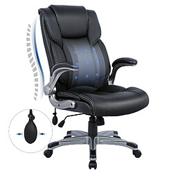 Smartue Chaise de bureau - Chaise de Bureau ergonomique en similicuir,Dossier Inclinable, Accoudoirs et Hauteur Réglables - Noir