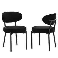 Smartue Chaises de salle à manger modernes – Lot de 2, pieds en métal robustes et assise ultra-confortable-Noir