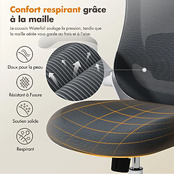 Smartue Chaises de bureau - Chaise de bureau ergonomique – Dossier haut en mesh, soutien lombaire et appuie-tête réglables, accoudoirs relevables – gris pas cher