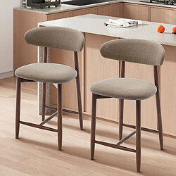Smartue Lot de 2 Chaises de Bar Modernes, Assise Confortable en Tissu, Structure en Bois, Marron