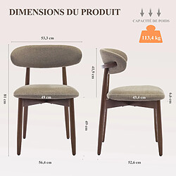 Smartue Lot de 2 chaises style nordique, pieds en bois, H81×L56.4×P52.6 cm – Camel