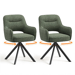 Smartue Lot 2 Chaises Pivotantes Premium Demi-Accoudoirs, Base Métal Haute Stabilité, Vert