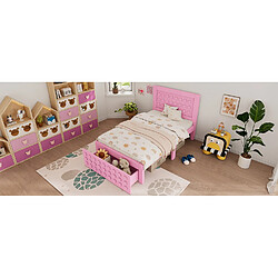STILVORA Lit d’enfant 90×190 cm avec tiroir de rangement, design blocs en bois, bords biseautés anti-choc, rose