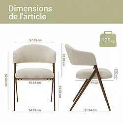 Smartue Lot de 2 Chaises de Salle à Manger Beige pas cher