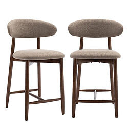 Smartue Lot de 2 Chaises de Bar Modernes, Assise Confortable en Tissu, Structure en Bois, Marron