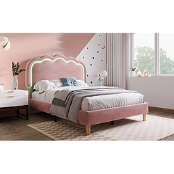 STILVORA Lit d’enfant rembourré velours 90×190 cm avec LED, tête de lit réglable et cadre stable