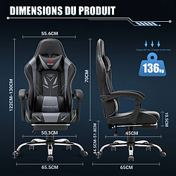 Avis Smartue Chaise Gaming Ergonomique avec Repose-Pieds - Gris