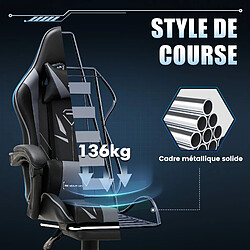 Smartue Chaise Gaming Ergonomique avec Repose-Pieds - Gris pas cher