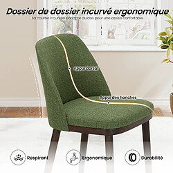 Smartue Lot de 2 Chaises de Salle à Manger – Chaises Design Confortables en Tissu avec Pieds en Bois Massif, Idéales pour Salon, Cuisine ou Salle à Manger - Vert