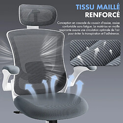 Acheter Smartue Chaises de bureau - Chaise de bureau ergonomique – Dossier haut en mesh, soutien lombaire et appuie-tête réglables, accoudoirs relevables – gris