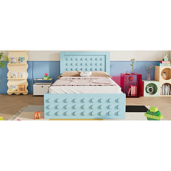 STILVORA Lit d’enfant 90×200 cm en bois avec design blocs, tiroir & grand rangement sous lit, coins biseautés