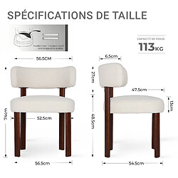 Avis Smartue Lot de 2 chaises de salle à manger en bois massif beige, tissu bouclé
