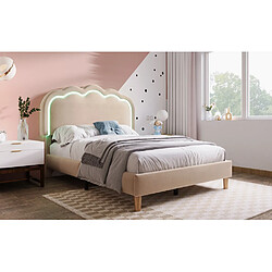 STILVORA Lit d'enfant rembourré 90×190 cm avec tête de lit LED et hauteur réglable