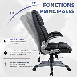 Acheter Smartue Chaise de bureau - Chaise de Bureau ergonomique en similicuir,Dossier Inclinable, Accoudoirs et Hauteur Réglables - Noir