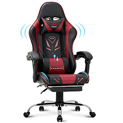 Smartue Chaise gaming ergonomique, avec repose-pieds, capacité de charge maximale 136kg - Rouge