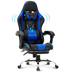 Smartue Chaise Gaming Ergonomique avec Repose-Pieds, Capacité de Charge Max 136 kg, Bleu