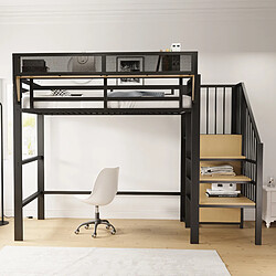 OKWISH Avec échelle de sécurité et séparation de rangement - Matière : Métal + MDF - Sans Matelas