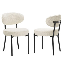 Smartue Chaises de salle à manger modernes – Lot de 2, pieds en métal robustes et assise ultra-confortable - Blanc