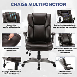 Smartue Chaise de bureau - Chaise de Bureau ergonomique en similicuir,Dossier Inclinable, Accoudoirs et Hauteur Réglables - Marron