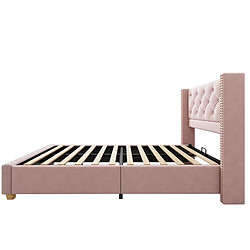 Acheter STILVORA Lit rembourré en velours rose 90×200 cm avec tête de lit capitonnée et sommier à lattes