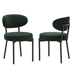 Smartue Chaises de salle à manger modernes – Lot de 2, pieds en métal robustes et assise ultra-confortable - Vert