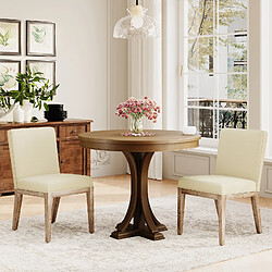 Avis Smartue Lot de 2 Chaises – Design Rétro Élégant, Dossier Haut, Structure en Bois Robuste, Confort Classique pour Cuisine - beige