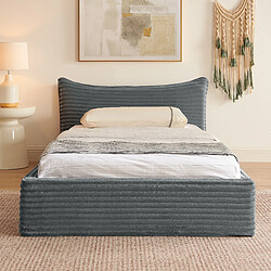 OKWISH Avec structure bois et métal - Tête de lit - Matière : Chenille - Sans Matelas